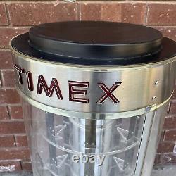 Rare Vintage 70s Timex Revolving Illuminated Watch Display Case Tall Lighted