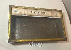 Rare antique Osfer's chocolates store display glass tin advertising 5c case