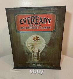 Rare vintage Mazda Eveready automobile lamp bulb store countertop display case