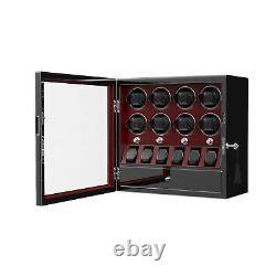Red Automatic 8 Watch Winder Case With 6 Watches Display Storage Box LED Light