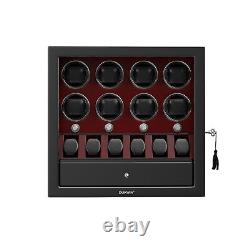 Red Automatic 8 Watch Winder Case With 6 Watches Display Storage Box LED Light