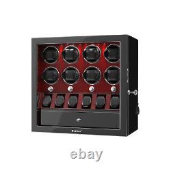 Red Automatic 8 Watch Winder With 6 Watches Display Storage Box Case LED Light