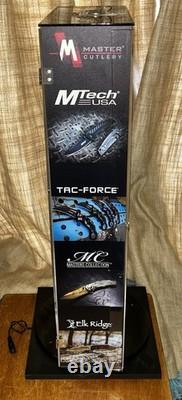 Retail 20 Spot Knives/Knife Display Tower Case with Led Lights & Keys -Spins Locks