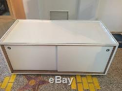 Retail Display Table Store Fixture Storage Case Sliding Doors on Casters