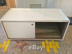 Retail Display Table Store Fixture Storage Case Sliding Doors on Casters