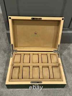 Rolex Watch Box Case Storage Multi 10 Watch Green Display