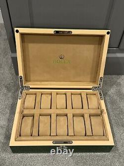 Rolex Watch Box Case Storage Multi 10 Watch Green Display SHIPS FROM USA