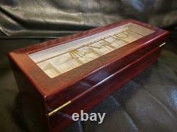 Rolex Watch Display Case 6 Pieces Storage Lid Closure Wooden Red Japan Used B5