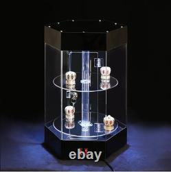 Rotating LED Display Case with Lock 13 3/4 x 12 x 19 1/2 Acrylic Showcase