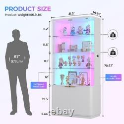 Rounded Locking Display Cabinet with RGB Lights & Motion Sensor for Collectible