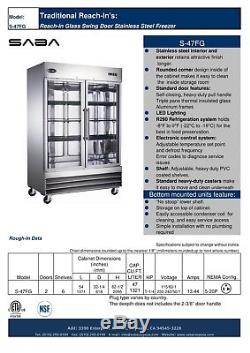 SABA Commercial Upright Freezer, Freezer Storage & Display Case (2 Glass Doors)