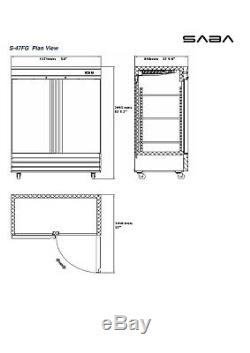 SABA Commercial Upright Freezer, Freezer Storage & Display Case (2 Glass Doors)