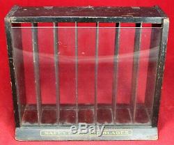 Safety Razor Blades Wood Store Display Case Box Dovetailed Vintage