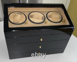 Securo 3-Slot Watch Winder Box Storage Unit Display Case Black