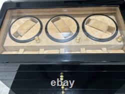 Securo 3-Slot Watch Winder Box Storage Unit Display Case Black