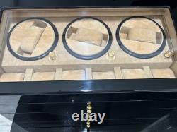 Securo 3-Slot Watch Winder Box Storage Unit Display Case Black