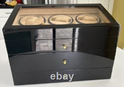Securo 3-Slot Watch Winder Box Storage Unit Display Case Black