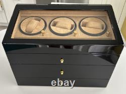 Securo 3-Slot Watch Winder Box Storage Unit Display Case Black