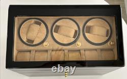 Securo 3-Slot Watch Winder Box Storage Unit Display Case Black