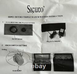 Securo 3-Slot Watch Winder Box Storage Unit Display Case Black