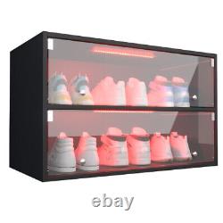 Shoe Storage Box withLED Lights, Shoe Case Display withGlass Door 2/3 layers