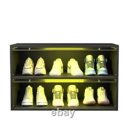 Shoe Storage Box withLED Lights, Shoe Case Display withGlass Door 2/3 layers