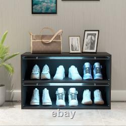 Shoe Storage Box withLED Lights, Shoe Case Display withGlass Door 2/3 layers