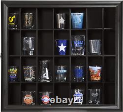 Shot Glass Collection Display Case Solid Wood Wall Storage Organizer Cabinet NEW