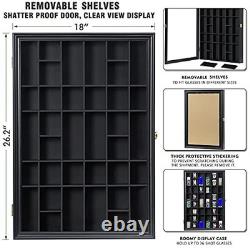 Shot Glass Storage Display Case 36-Slot Lockable Wooden Cabinet Rack Holder