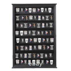 Shot Glass Storage Display Case Large Solid Wood Cabinet Rack Holder Wall Mou