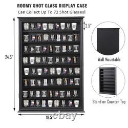 Shot Glass Storage Display Case Large Solid Wood Cabinet Rack Holder Wall Mou