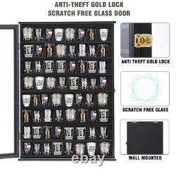 Shot Glass Storage Display Case Large Solid Wood Cabinet Rack Holder Wall Mou