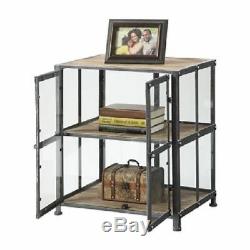 Side End Table Vintage Style Storage Display Cabinet Case Industrial Sofa Accent