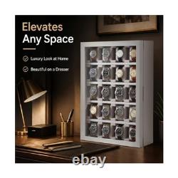 Silipull 30 Piece Watch Display Case Wall Mounted White