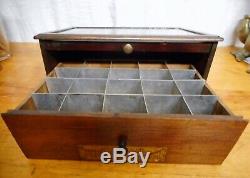 Sm. Antique Country Store Display Case Counter Top HICKOK MFG. CO Belt Buckles