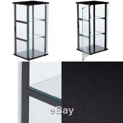 Small 3-Shelf Glass Curio Cabinet Display Case Home Storage Black and Clear