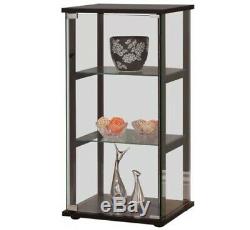 Small Curio Cabinet With Glass Doors Display Case Home Storage 3 Shelves Show