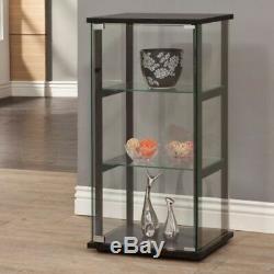 Small Curio Cabinet With Glass Doors Display Case Home Storage 3 Shelves Show