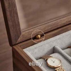 Solid Wood Watch Storage Box Walnut Jewelry Collection Organizer Display Case