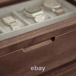 Solid Wood Watch Storage Box Walnut Jewelry Collection Organizer Display Case