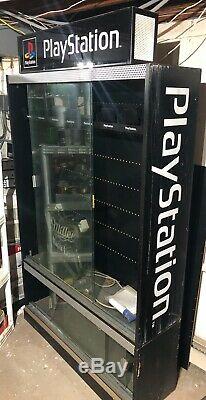 Sony Playstation Ps Ps2 Ps3 Video Game Store Cabinet Glass Door Display Case