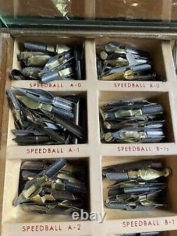 Speedball Pen Nibs Calligraphy Store Display Vintage Display Case About 500 Tips