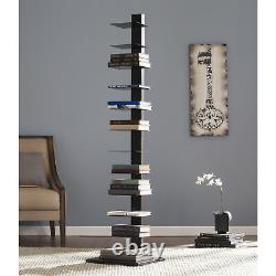 Spine Tower Shelf Basket Books Display Storage Shelves Organizer Rack BlackNew