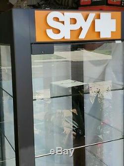Spy+ sunglass display case black with Key, storage and LED Lighting