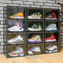 Stackable Shoe Storage Sneaker Display Case Drop Side/Front Magnetic Shoe Box US