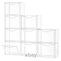 Stackable Storage Bins, Clear Acrylic Display Case, 9-Pack Acrylic Boxes with