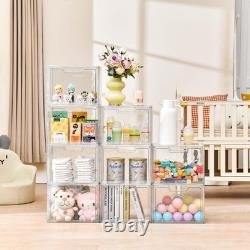 Stackable Storage Bins, Clear Acrylic Display Case, 9-Pack Acrylic Boxes with