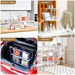 Stackable Storage Bins, Clear Acrylic Display Case, 9-Pack Acrylic Boxes with