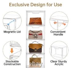 Stackable Storage Bins, Clear Acrylic Display Case, 9-Pack Acrylic Boxes with