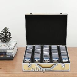 Storage & Display Aluminum Alloy Box Case Holds 100 Coin Holders Slabs Gold